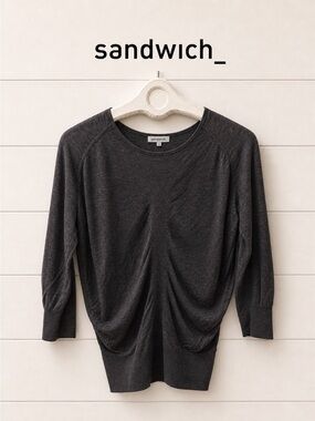 SANDWICH – Grey Lightweight 3/4 Sleeve Knit Top (XS